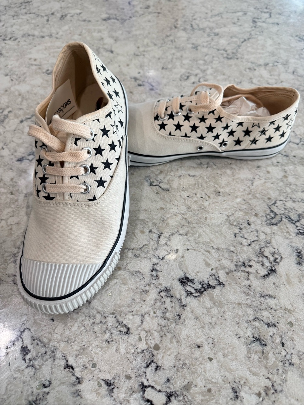 Bata x Comme des Garçons - Size 6 Women’s Black and White Star Tennis Shoes